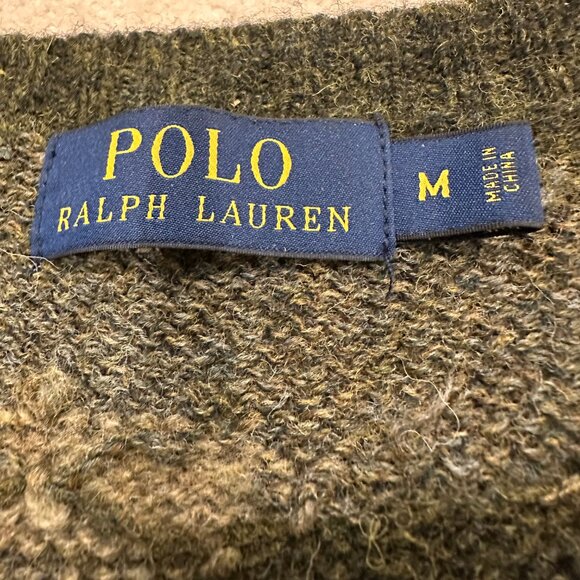 NEW $265 Polo Ralph Lauren Wool Merino Camo Leather Patch J Crew Sweater M NWOT - Picture 5 of 7